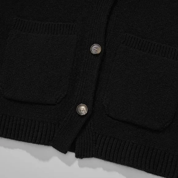 CHICJOC Scarlet Style Cashmere Cardigan Deep V-neck black size 38 - Picture 9 of 15